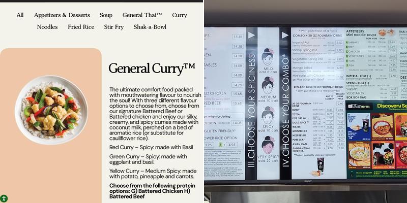 Thai Express Menu