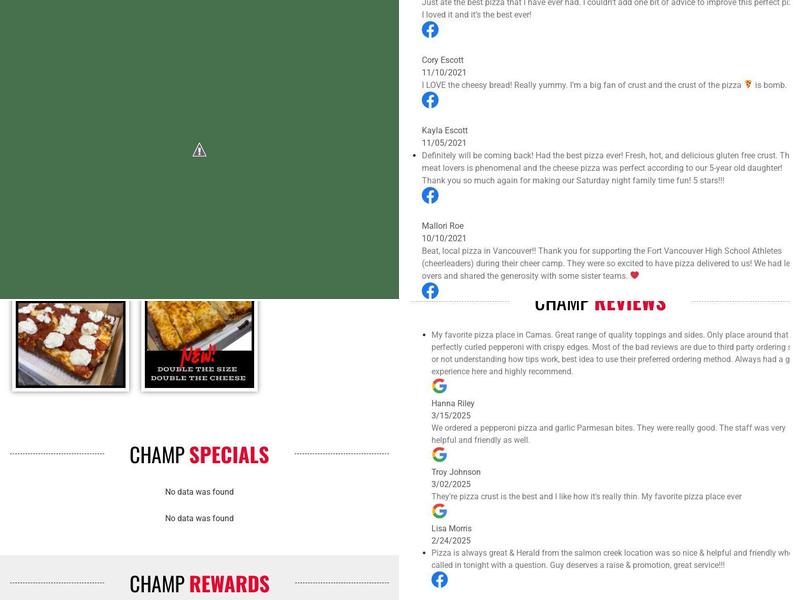 Champ Pizza Menu