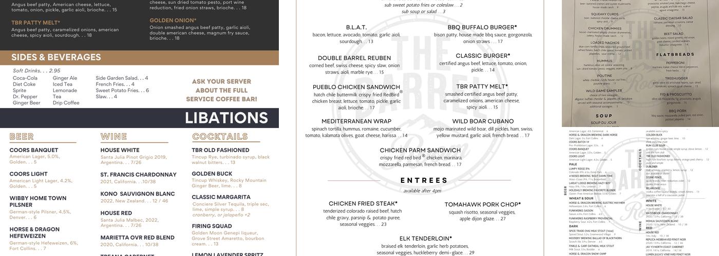 The Barrel Room Sports Bar and Grill Menu