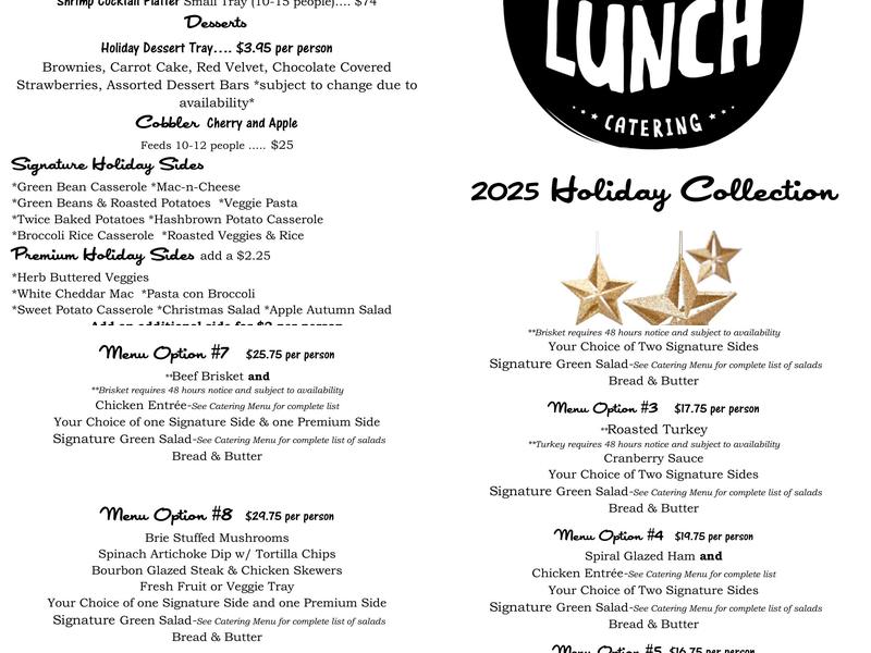 Let's Do Lunch Catering Menu