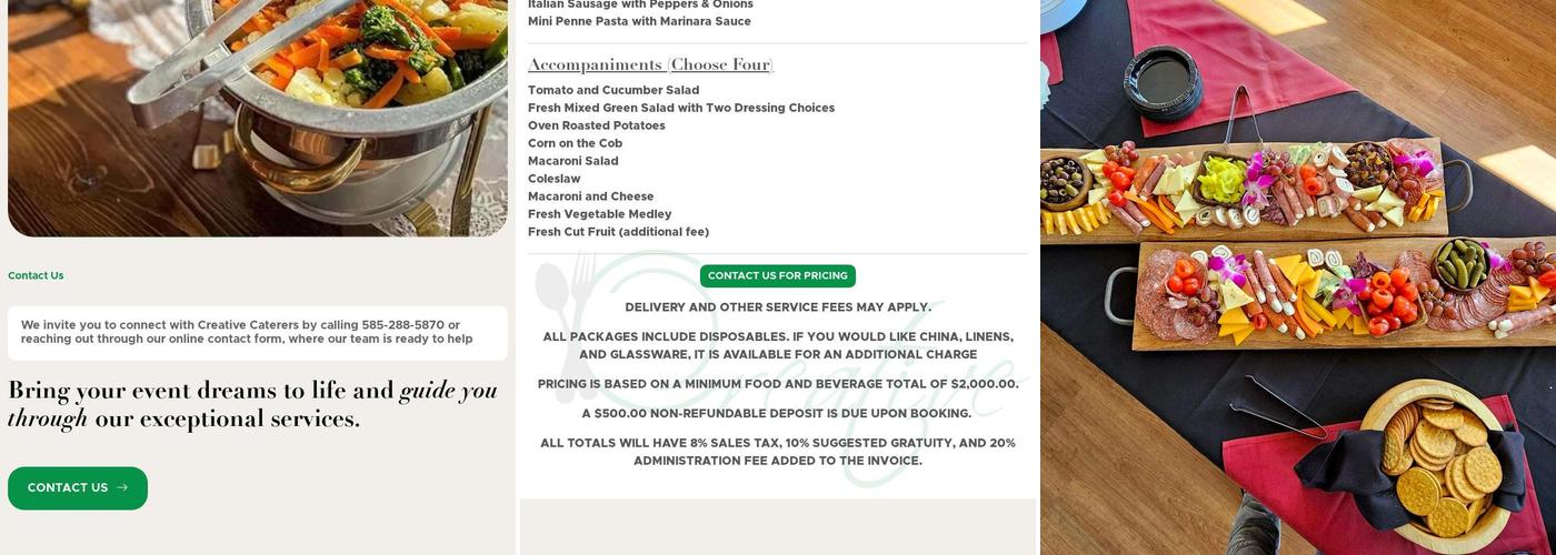 Creative Caterers Menu