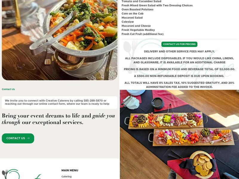 Creative Caterers Menu