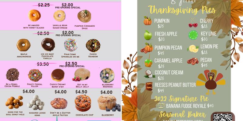 Sugared Ledge Bakery Menu