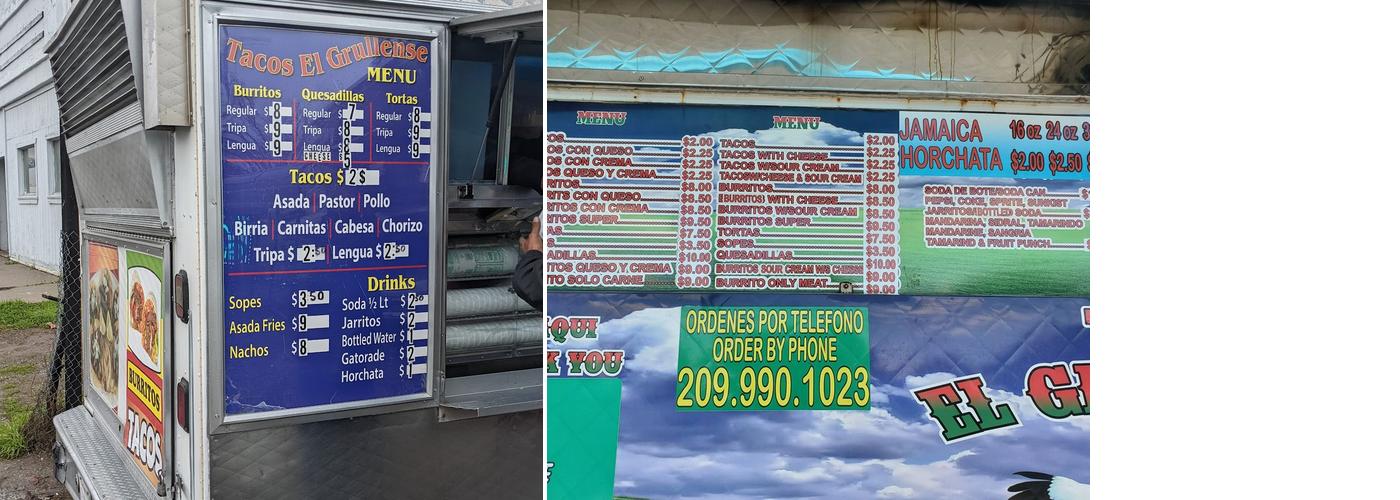 Taco Truck Tacos El Grullense Menu