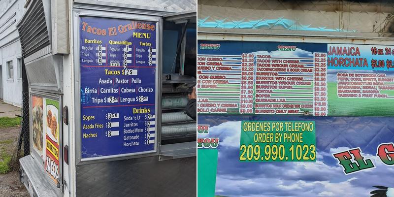 Taco Truck Tacos El Grullense Menu