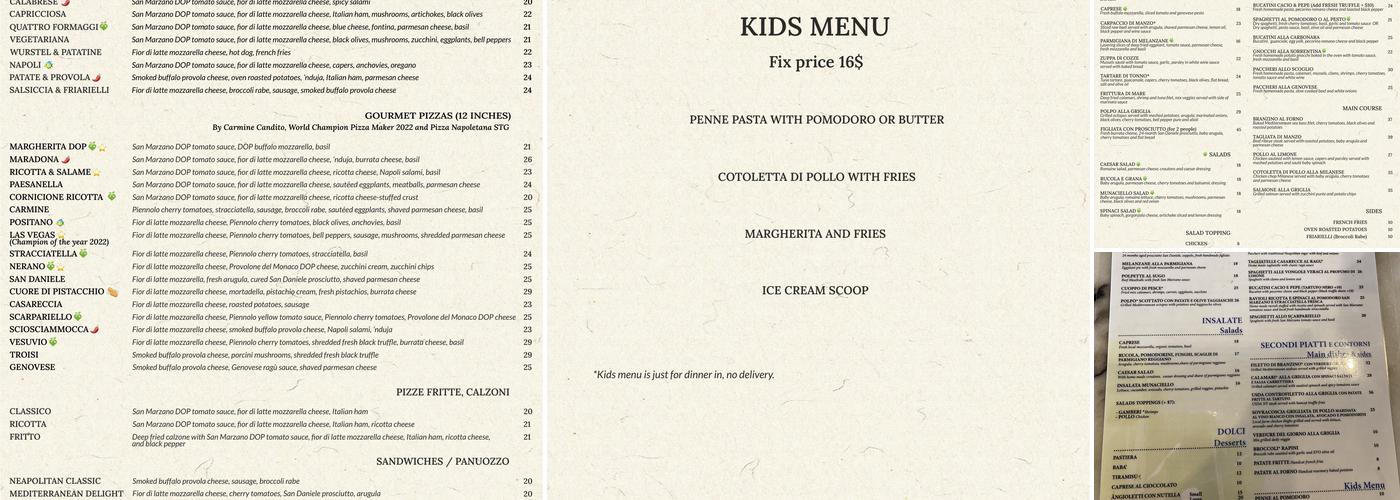 'O Munaciello Coral Way Menu