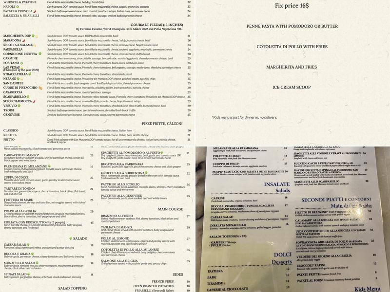 'O Munaciello Coral Way Menu