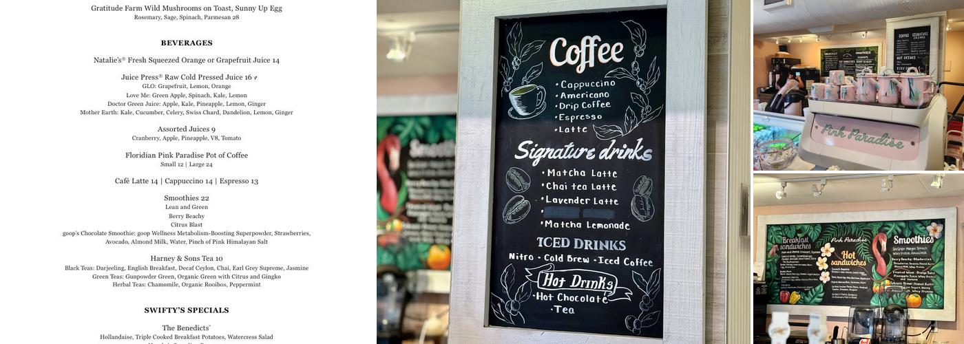 Pink Paradise Café Menu