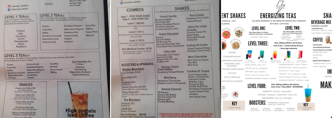 Riverside Nutrition Menu