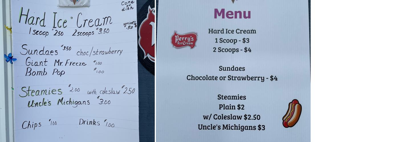 Riverside Scoops Menu