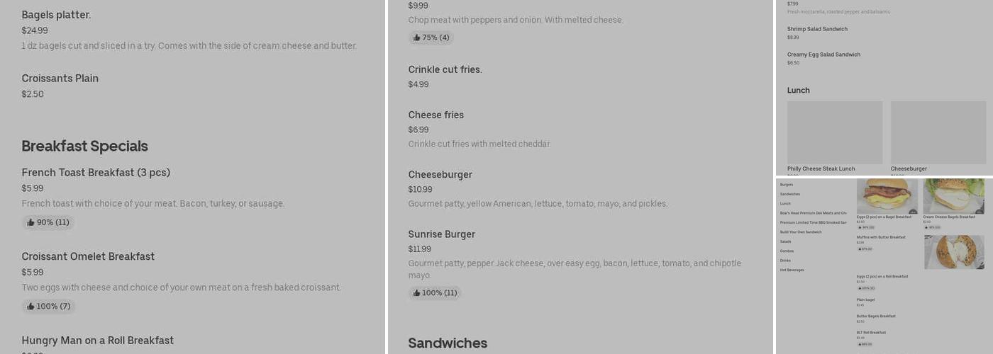 Forest superette and bagels Menu
