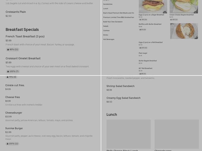 Forest superette and bagels Menu