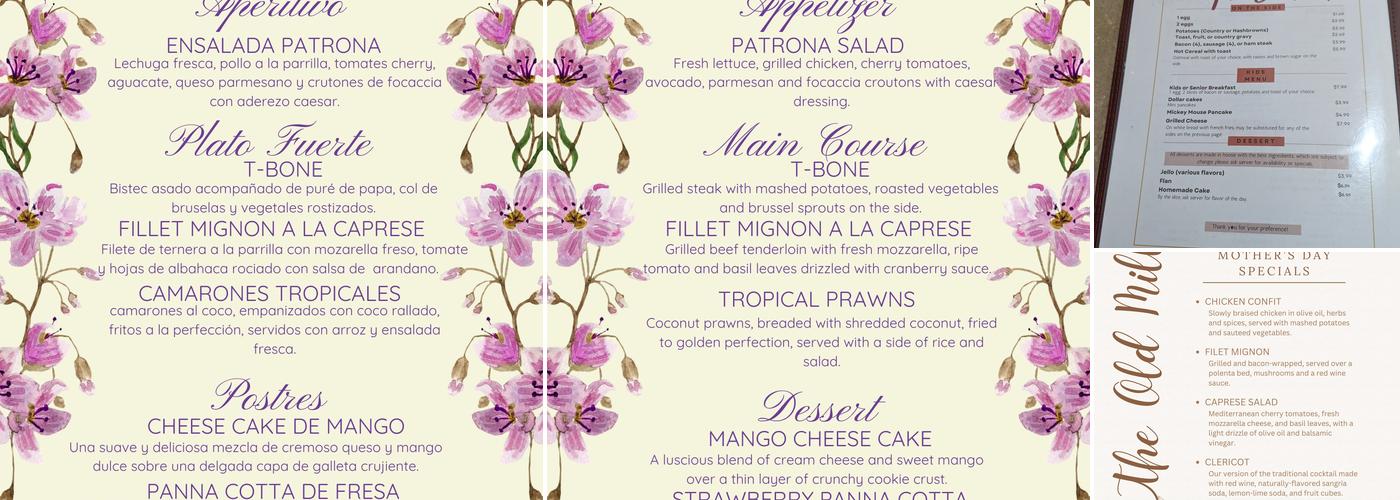 The Old Mill Restaurant Menu