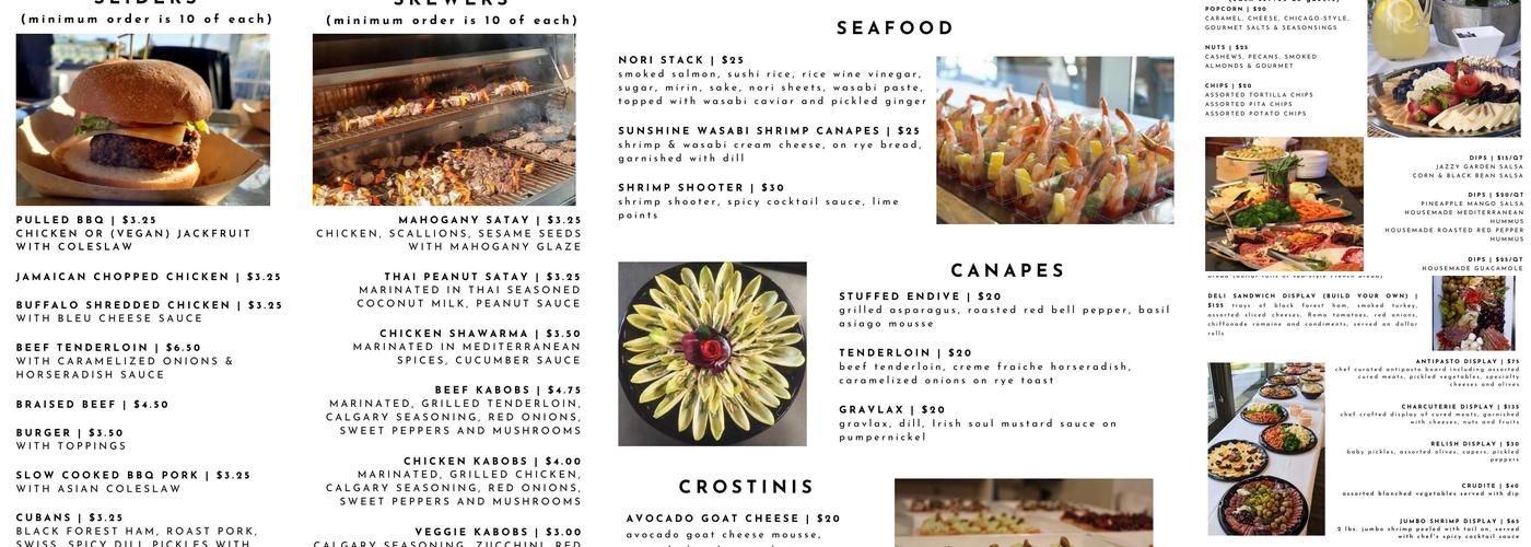 Chef Jeff Catering Menu