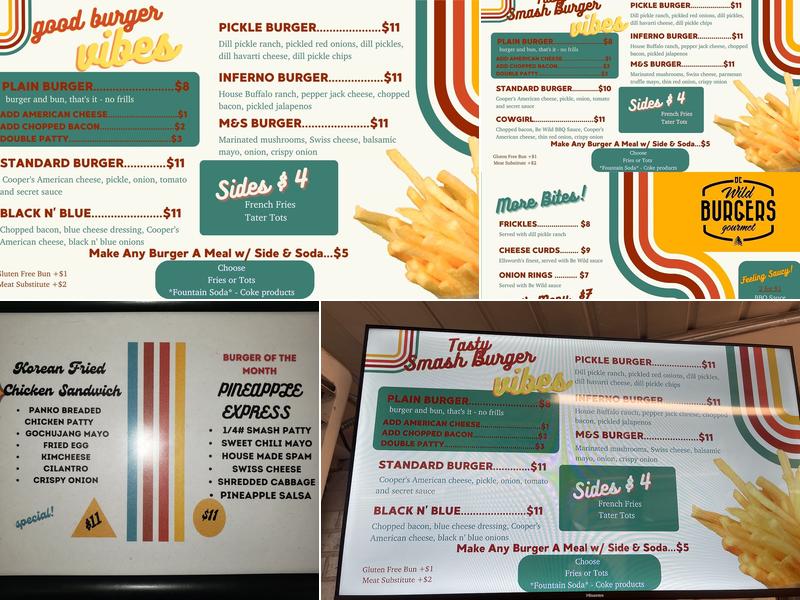 Be Wild Burgers Menu