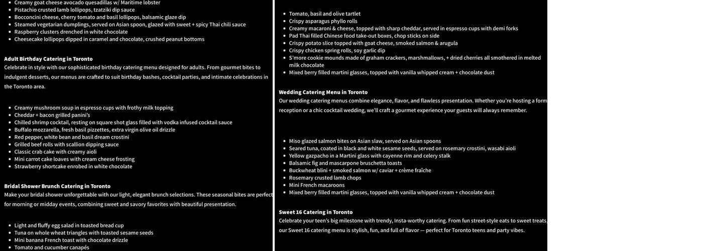 Bite Catering Ltd Menu