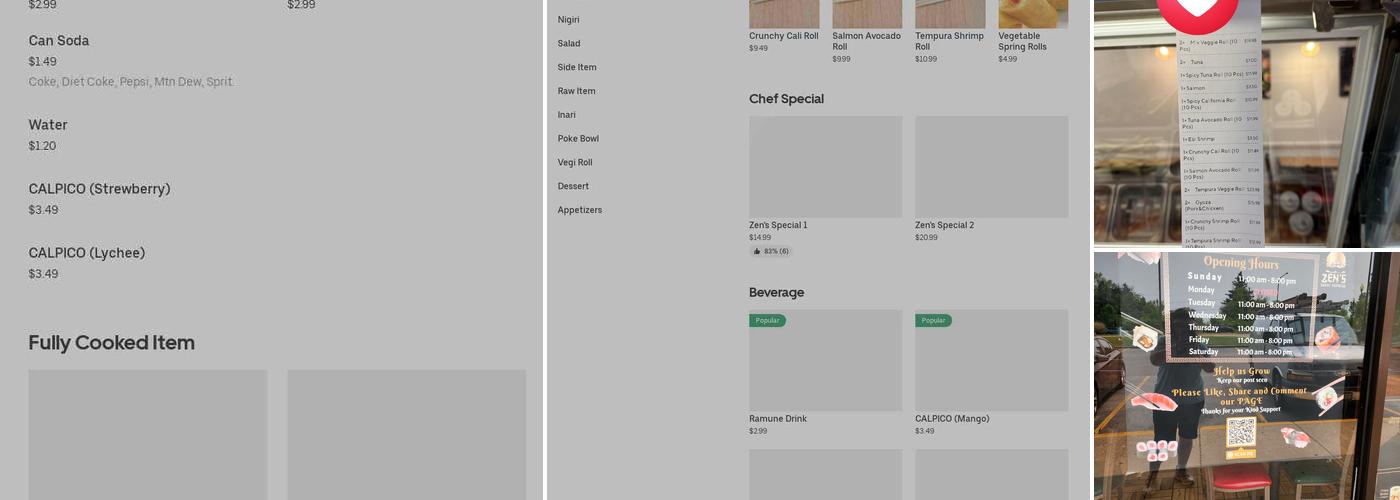Zen's Sushi Express Menu