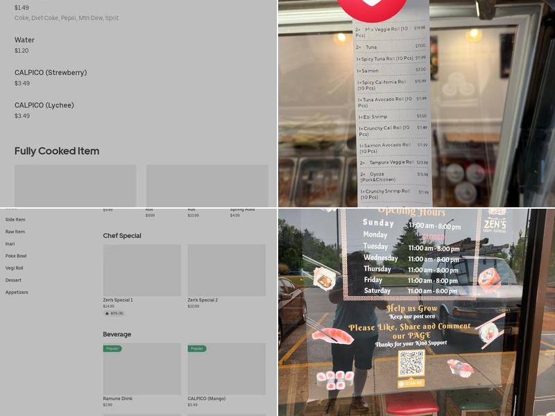 Zen's Sushi Express Menu