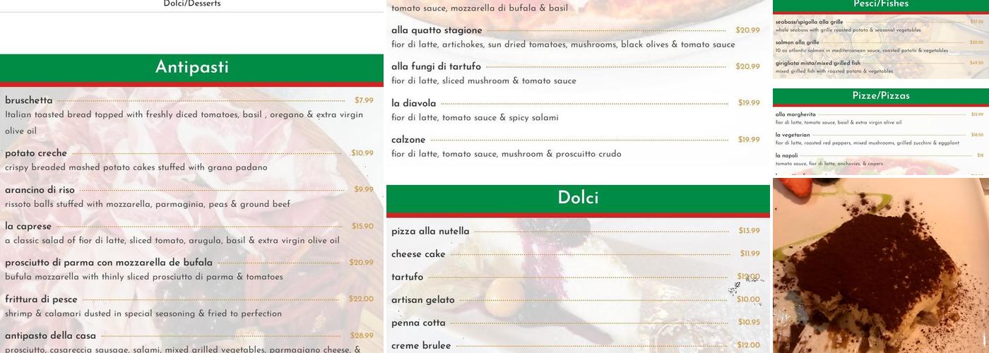 la capricciosa Menu