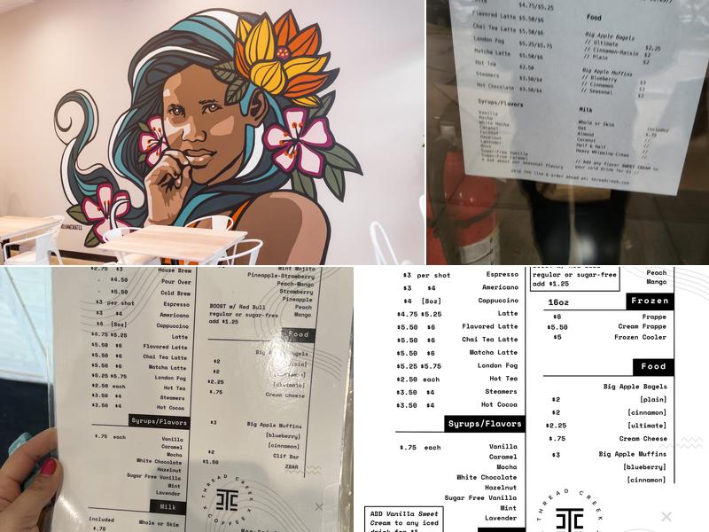 Thread Creek Coffee Menu