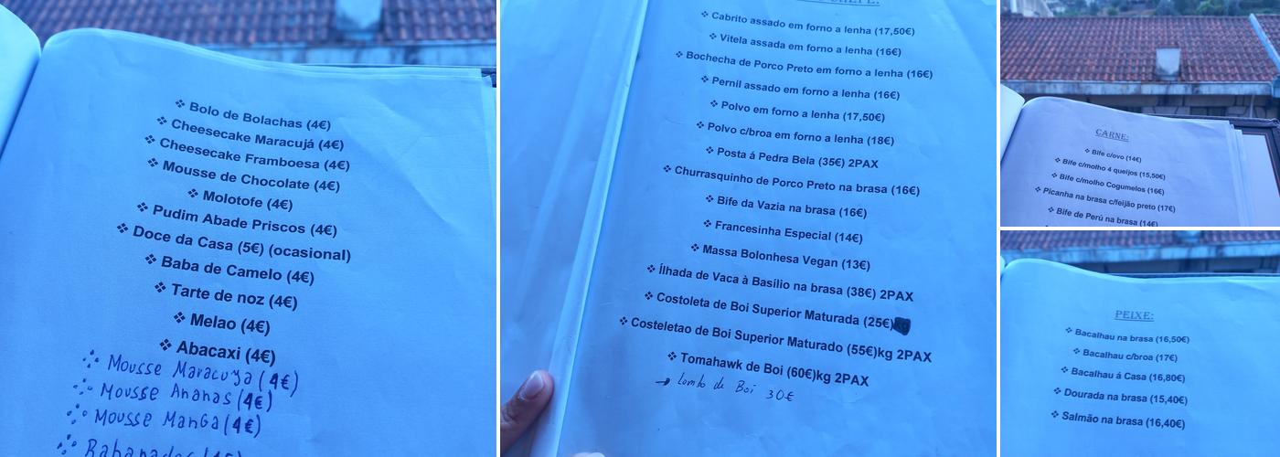 Pedra Bela Menu