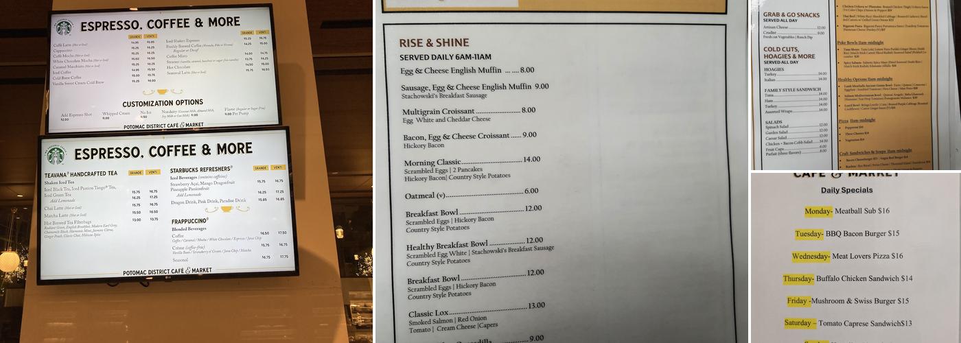 Potomac District Cafe & Market Menu