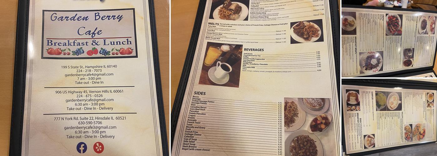 Garden Berry Cafe Hampshire Menu