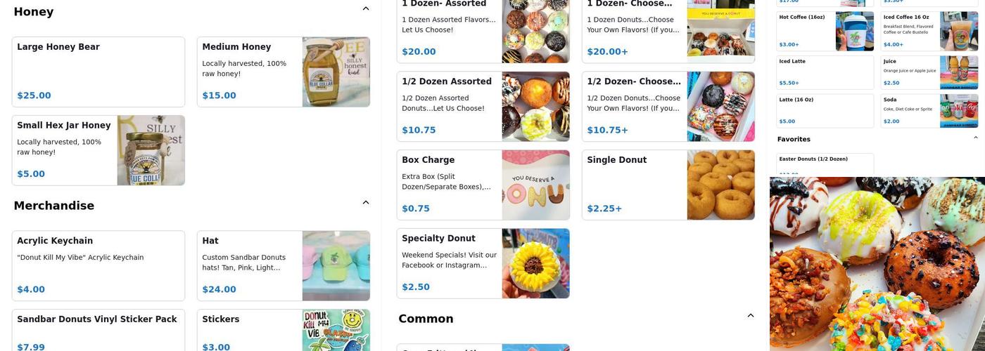 Sandbar Donuts Menu