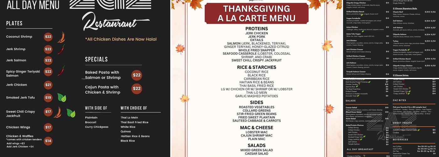 ZaZ x City Hall Menu