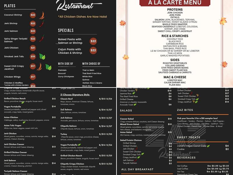 ZaZ x City Hall Menu