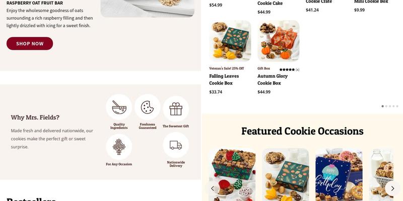 Mrs Field’s Cookies Menu