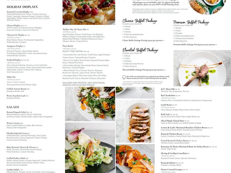 Puff 'n Stuff Catering Menu