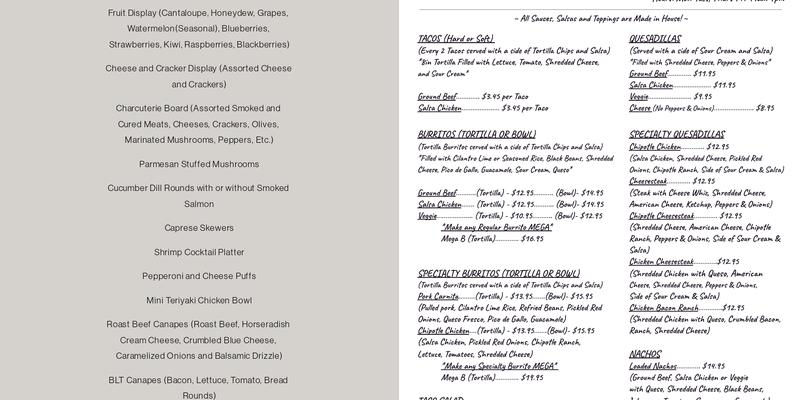 Darrow Catering Menu