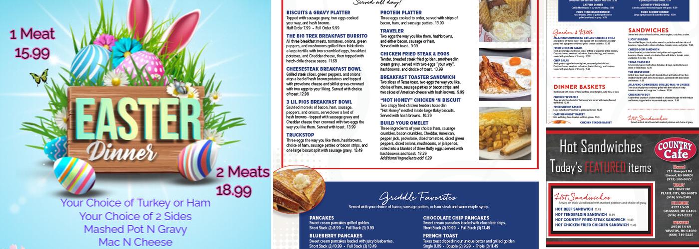 Country Cafe (Fillmore/Savannah, MO) Menu