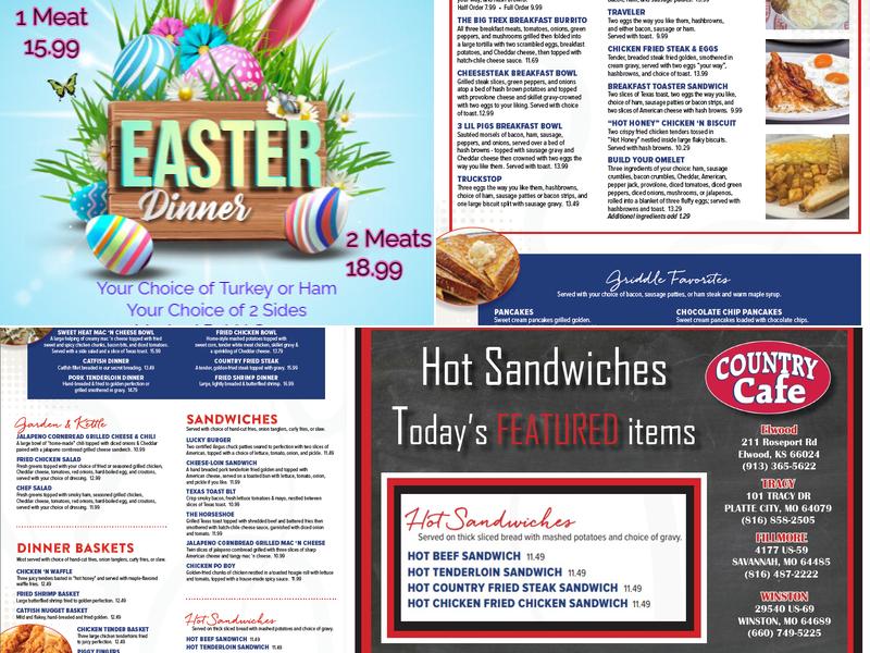 Country Cafe (Fillmore/Savannah, MO) Menu