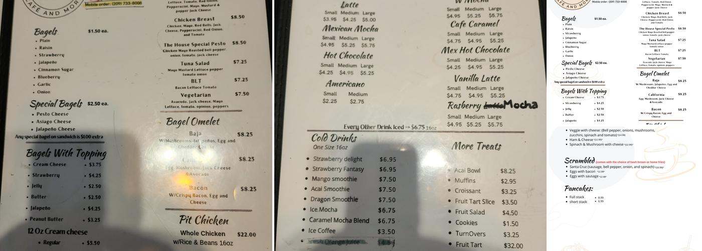 L&E café and more Menu