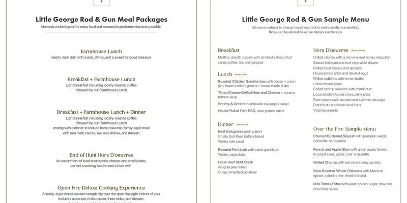Two Fire Table Menu