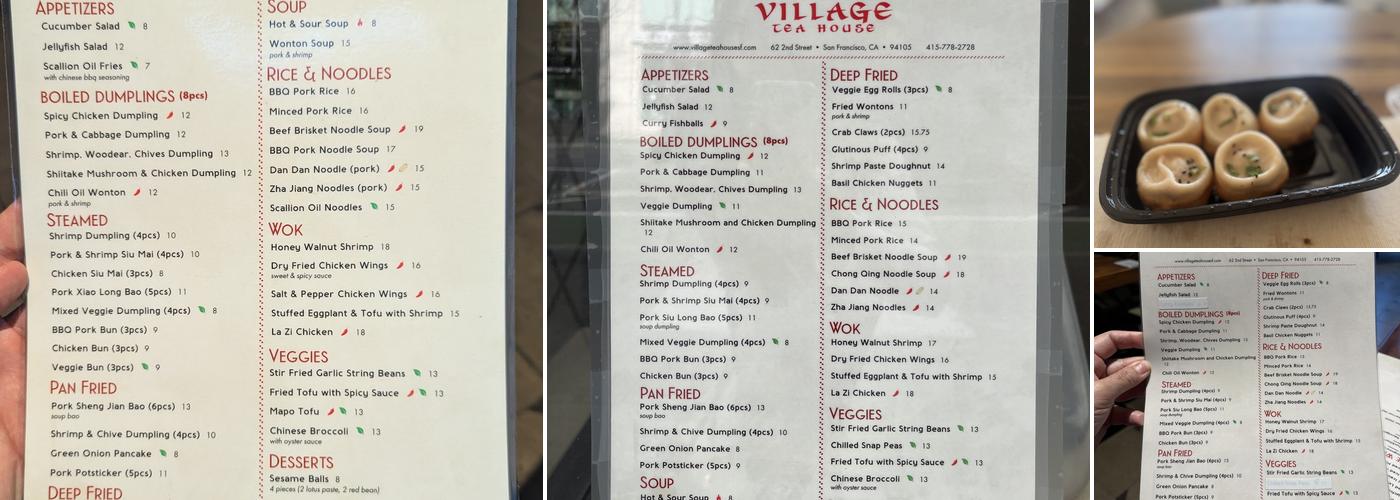 Village Tea House Menu