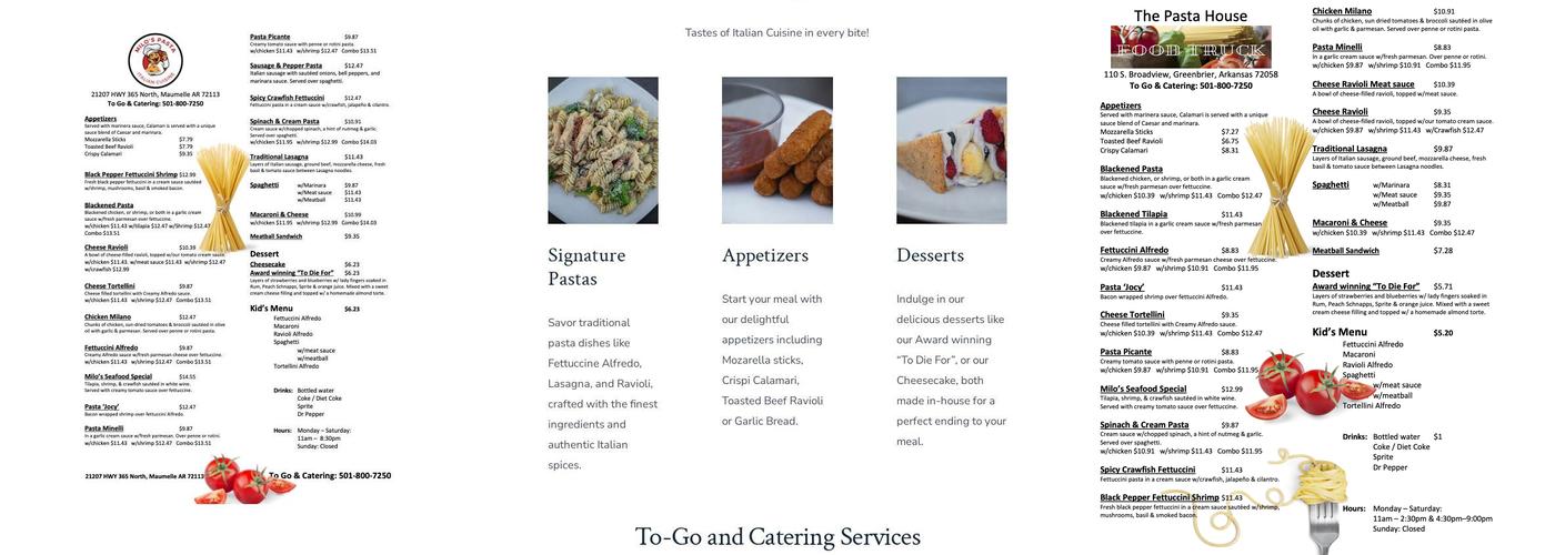 Milo's Pasta Menu