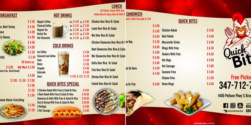 Quick bite’s BX Menu