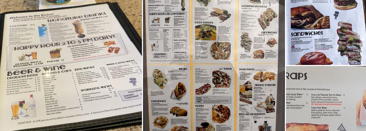 The Bistro at Waikoloa Luxury Cinemas Menu