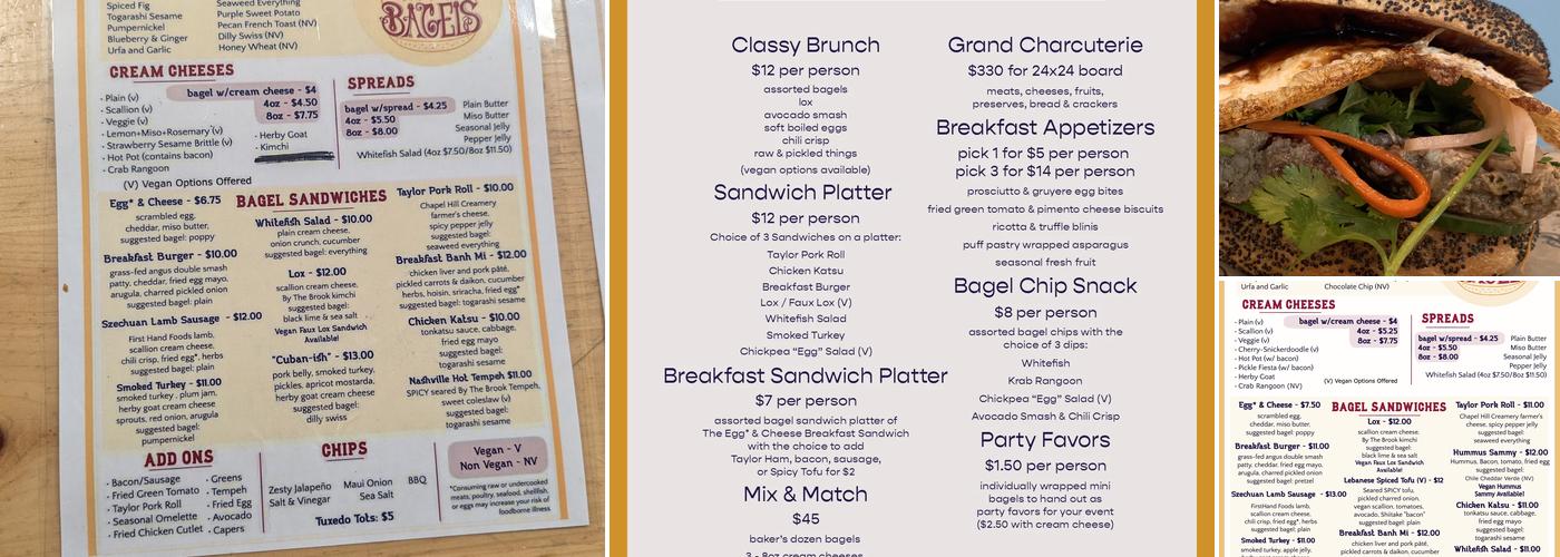 Everything Bagels Menu