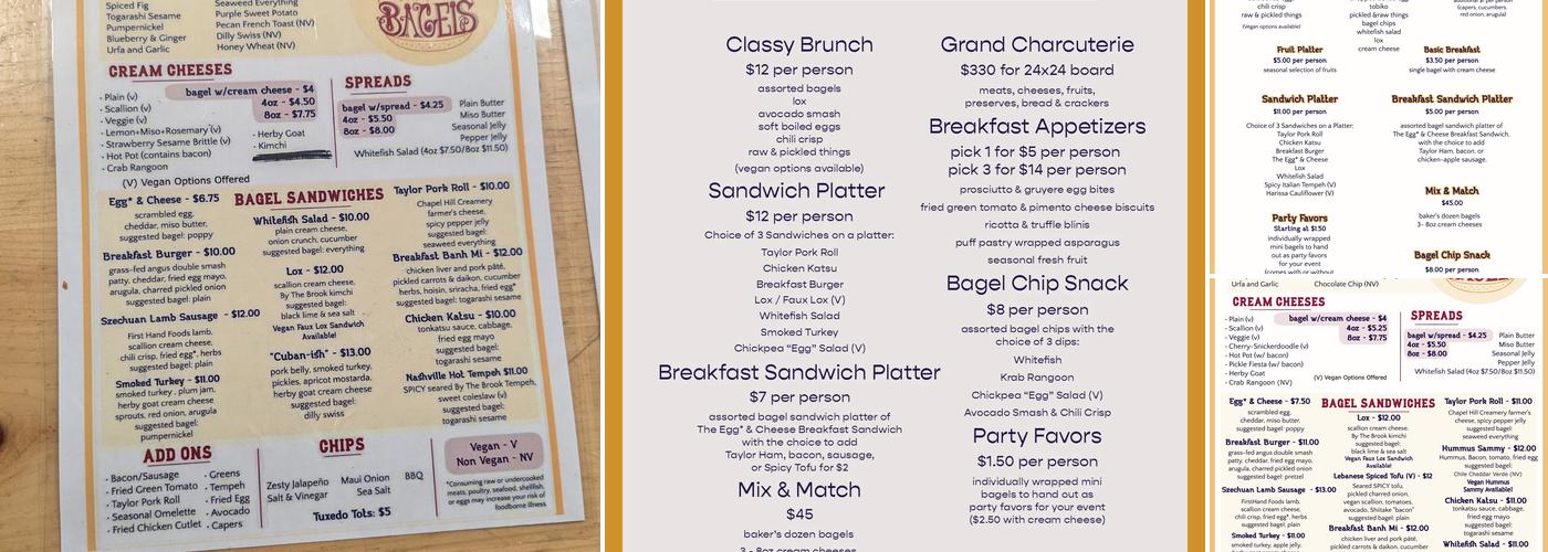 Everything Bagels Menu