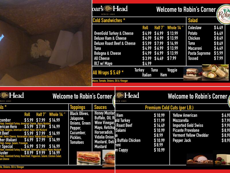 Robin's Corner Deli Menu