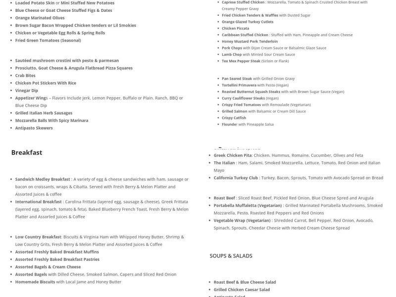 Chef’s Touch Catering Tulsa Menu