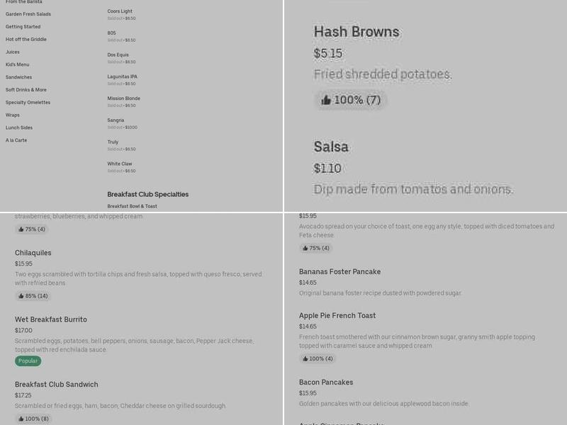 Bakery Menu
