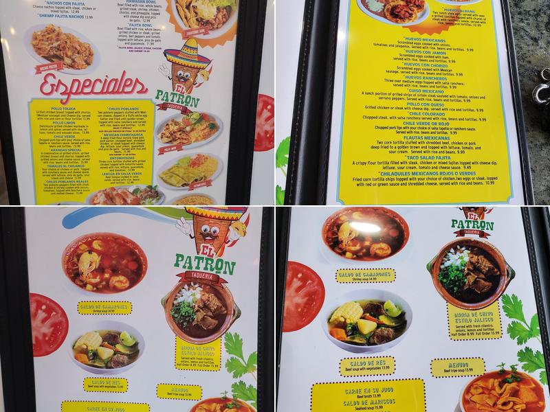 El Patron Taqueria Menu