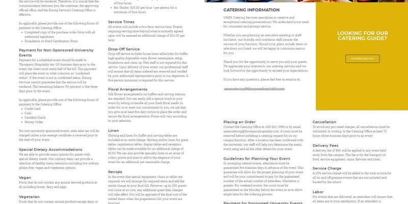 UMES Campus Dining Menu