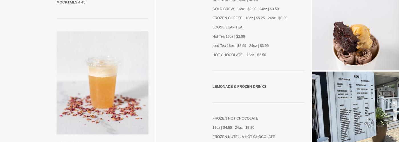 Rolled Cold Creamery Menu