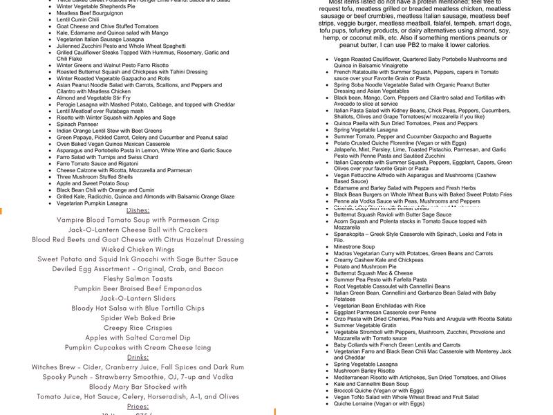 A Knight's Feast Personal Chef Service Menu